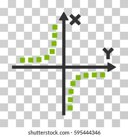 Hyperbola Plot icon. Vector illustration style is flat iconic bicolor symbol, eco green and gray colors, transparent background. Designed for web and software interfaces.