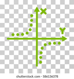 Hyperbola Plot vector pictogram. Illustration style is flat iconic eco green symbol on a transparent background.