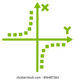 Hyperbola Plot vector toolbar icon. Style is flat icon symbol, eco green color, white background, square dots.