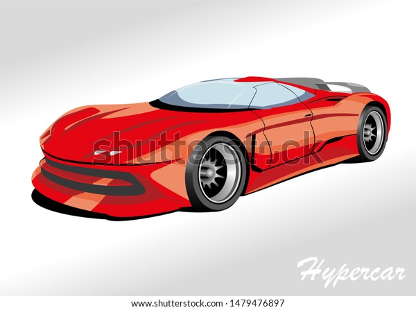 Hypercar in red. Template for the sign of\
the garage. Vector\
illustration