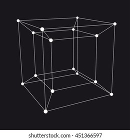 Hypercube 3D object. Vector Illustration