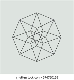 Hypercube. Minimal abstract symbol. Alchemy. Sacred geometry. Stock vector.