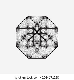 Hypercube, Tesseract icon. Dot grunge design. Vector illustration, EPS 10