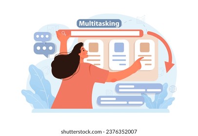 Hyperfocus. Focus and concentration skill. Self-discipline and time management. Organization for performance efficiency. Flat vector illustration