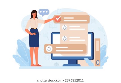 Hyperfocus. Focus and concentration skill. Self-discipline and time management. Organization for performance efficiency. Flat vector illustration