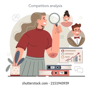 Hyperfocus Idea, How To Become More Efficient. Competitors Analysis. Intense Form Of Mental Concentration Or Visualization That Focuses Consciousness On A Task. Flat Vector Illustration