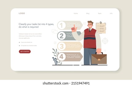 Idea de hiperfoco, cómo volverse más eficiente. Clasifique sus tareas en 4 tipos, haga lo que sea necesario. Concentración mental o visualización que centra la conciencia en una tarea. Ilustración del vector