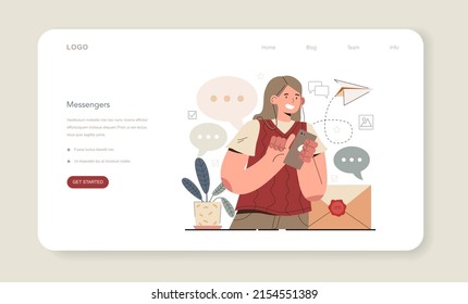 Hyperfocus idea, how to become more efficient. Attractive but not efficient activity, procrastination in a workplace. Messengers using, chatting in social media. Flat ector illustration