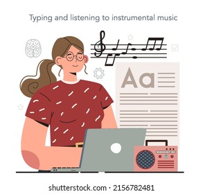 Hyperfocus idea, how to become more efficient. Your space of attention can contain only two activities at time. You can combine tasks that involves different sense organs. Flat vector illustration