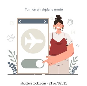 Hyperfocus idea, how to become more efficient. Turn on an airplane mode. Intense form of mental concentration or visualization that focuses consciousness on a task. Flat vector illustration