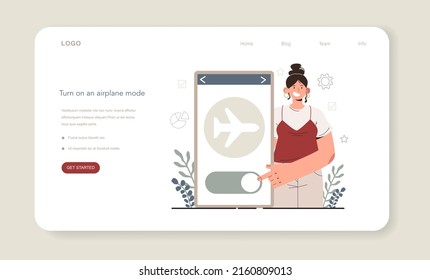 Hyperfocus idea, how to become more efficient web banner or landing page. Turn on an airplane mode. Intense form of mental concentration that focuses consciousness on a task. Flat vector illustration