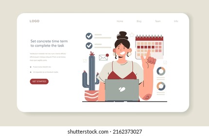 Hyperfocus-Idee, wie Sie effizienter Web-Banner oder Landing-Seite werden. Legen Sie einen konkreten Zeitabschnitt fest, um die Aufgabe abzuschließen. Intensive Form der mentalen Konzentration. Flache Vektorgrafik