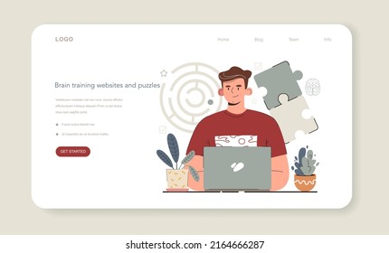 Hyperfocus-Idee, wie Sie effizienter Web-Banner oder Landing-Seite werden. Intensive Form der mentalen Konzentration. Gehirntraining Websites und Rätsel. Flache Vektorgrafik