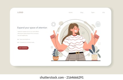 Hyperfocus idea, how to become more efficient web banner or landing page. Expand your space of attention. Intense form of mental concentration. Flat vector illustration