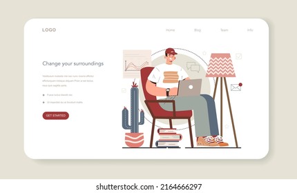 Idea de hiperenfoque, cómo volverse más eficiente en banner web o página de inicio. Cambia tu entorno. Forma intensa de concentración mental que centra la conciencia en una tarea. Ilustración vectorial plana