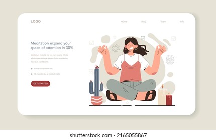 Hyperfocus idea, how to become more efficient web banner or landing page. Intense form of mental concentration. Meditation expand your space of attention in 30 percent. Vector illustration