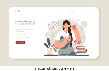 Hyperfocus idea, how to become more efficient web banner or landing page. Intense form of mental concentration. Consciousness expands your space of attention. Flat vector illustration