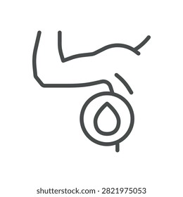 Hyperhidrosis Vector Line Icon. Excessive Armpit Sweating and Sweat Gland Dermatology Symbol. Editable Stroke.