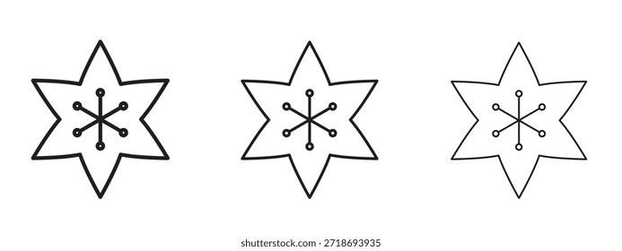 Conjunto de pictogramas negros con el logotipo de Hypericum. arte de contorno de línea delgada.