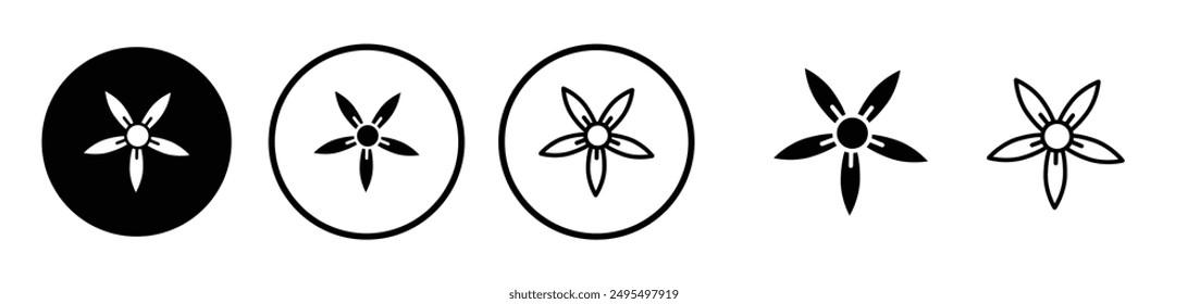 Hypericum vector icon set in black and white color.