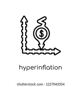 Hyperinflation icon. Trendy modern flat linear vector Hyperinflation icon on white background from thin line Business collection, editable outline stroke vector illustration