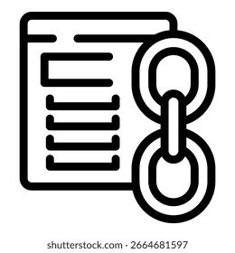 Hyperlink icon connecting web page content, sharing information online