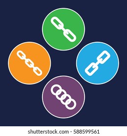 hyperlink icons set. Set of 4 hyperlink filled icons such as 