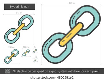Hyperlink vector line icon isolated on white background. Hyperlink line icon for infographic, website or app. Scalable icon designed on a grid system.