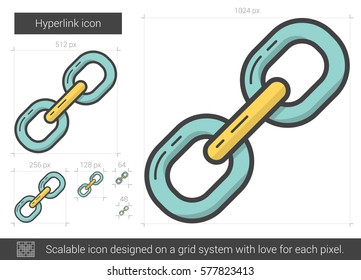 Hyperlink vector line icon isolated on white background. Hyperlink line icon for infographic, website or app. Scalable icon designed on a grid system.