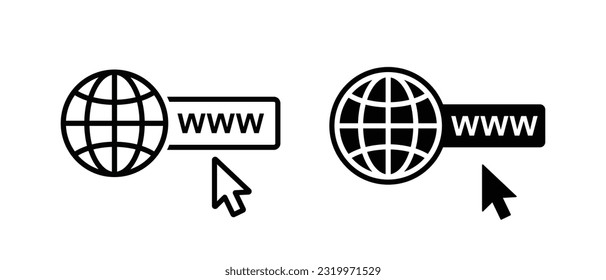 Hyperlink or world wide web vector icon set. Browser search technology. symbol. Web hosting sign 