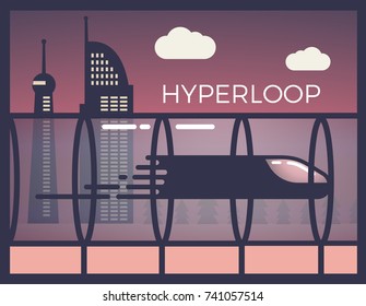 Hyperloop, futuristic passenger train. Fast transport vector illustration