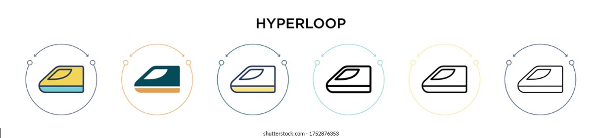 Hyperloop icon in filled, thin line, outline and stroke style. Vector illustration of two colored and black hyperloop vector icons designs can be used for mobile, ui, web