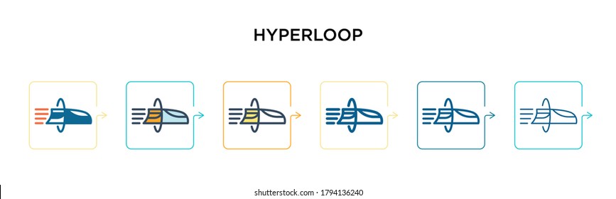 Hyperloop vector icon in 6 different modern styles. Black, two colored hyperloop icons designed in filled, outline, line and stroke style. Vector illustration can be used for web, mobile, ui