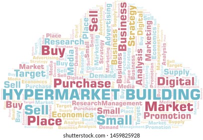 Hypermarket Building word cloud. Vector made with text only