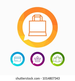 Hypermarket and trade vector line icons.
