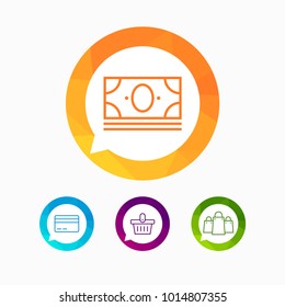 Hypermarket and trade vector line icons.