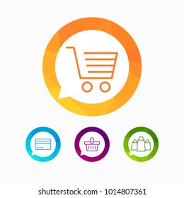 Hypermarket and trade vector line icons.