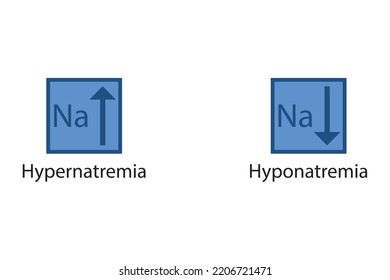 Hypernatremia And Hyponatremia – Sodium Na Excess And Deficit Electrolyte Disorder, Blue Arrow Icon Vector Illustration