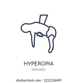 Hyperopia icon. Hyperopia linear symbol design from Diseases collection. Simple outline element vector illustration on white background.