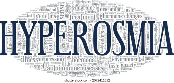 Hyperosmia vector illustration word cloud isolated on white background.