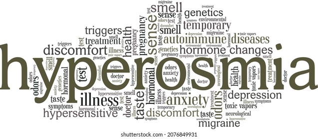 Hyperosmia vector illustration word cloud isolated on white background.