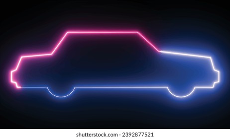 Hyperrealistic animated Neon Car in trendy stylish colors.Futuristic technology