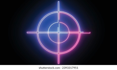 Hyperrealistic Neon Registration Target in trendy stylish colours. Futuristic technology