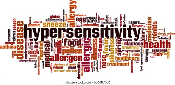 Hypersensitivity word cloud concept. Vector illustration