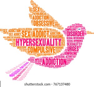 Hypersexuality word cloud on a white background. 