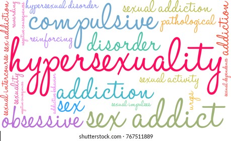 Hypersexuality word cloud on a white background. 
