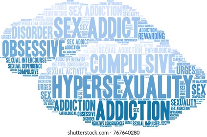 Hypersexuality word cloud on a white background. 