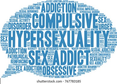 Hypersexuality word cloud on a white background. 
