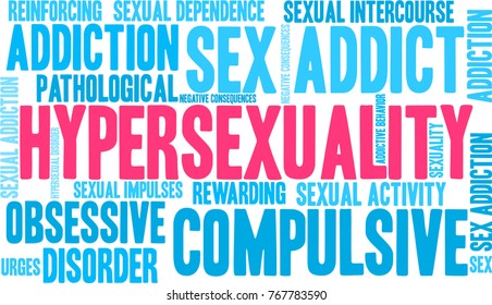 Hypersexuality word cloud on a white background. 