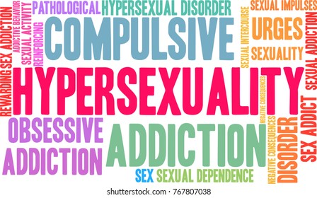 Hypersexuality word cloud on a white background. 